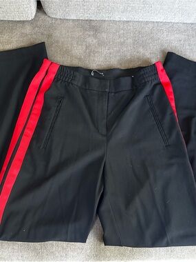 Express Black wide leg trousers with Red Side Stripes